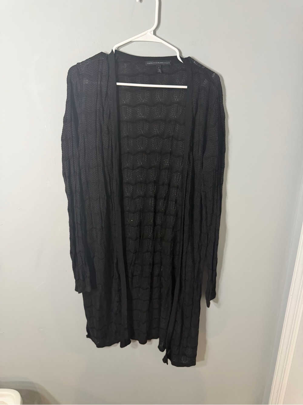 White House Black Market Black Openwork Cardigan